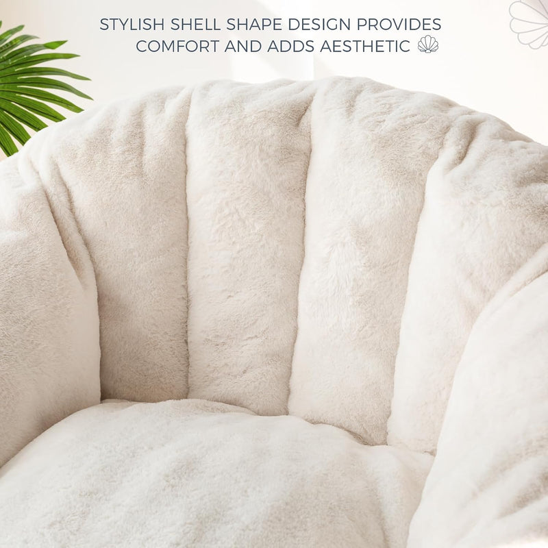 Giant Bean Bag Chair Faux Fur Shell Shaped