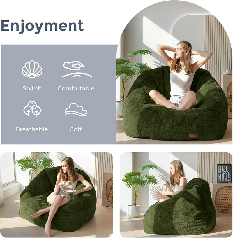 Giant Bean Bag Chair Faux Fur Shell Shaped