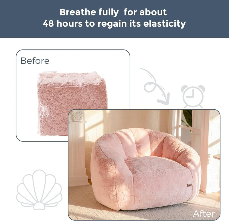 Giant Bean Bag Chair Faux Fur Shell Shaped