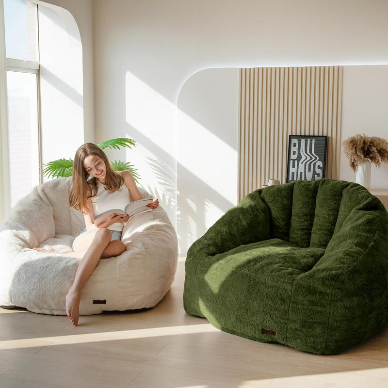 Giant Bean Bag Chair Faux Fur Shell Shaped