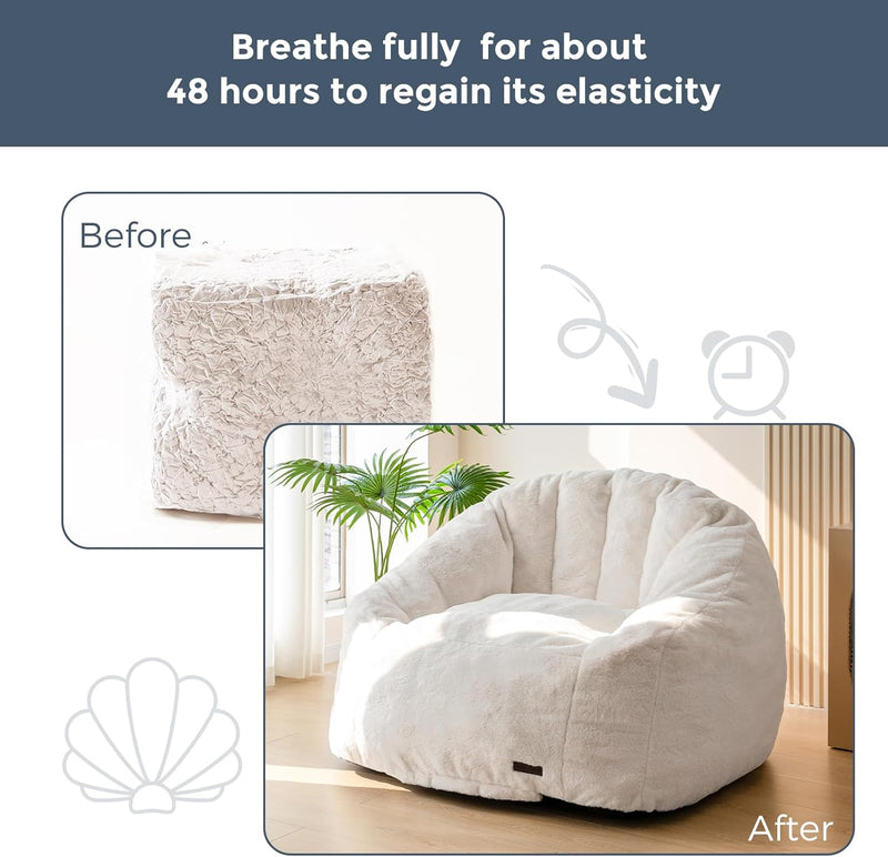Giant Bean Bag Chair Faux Fur Shell Shaped