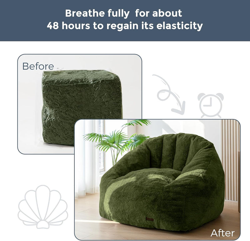 Giant Bean Bag Chair Faux Fur Shell Shaped