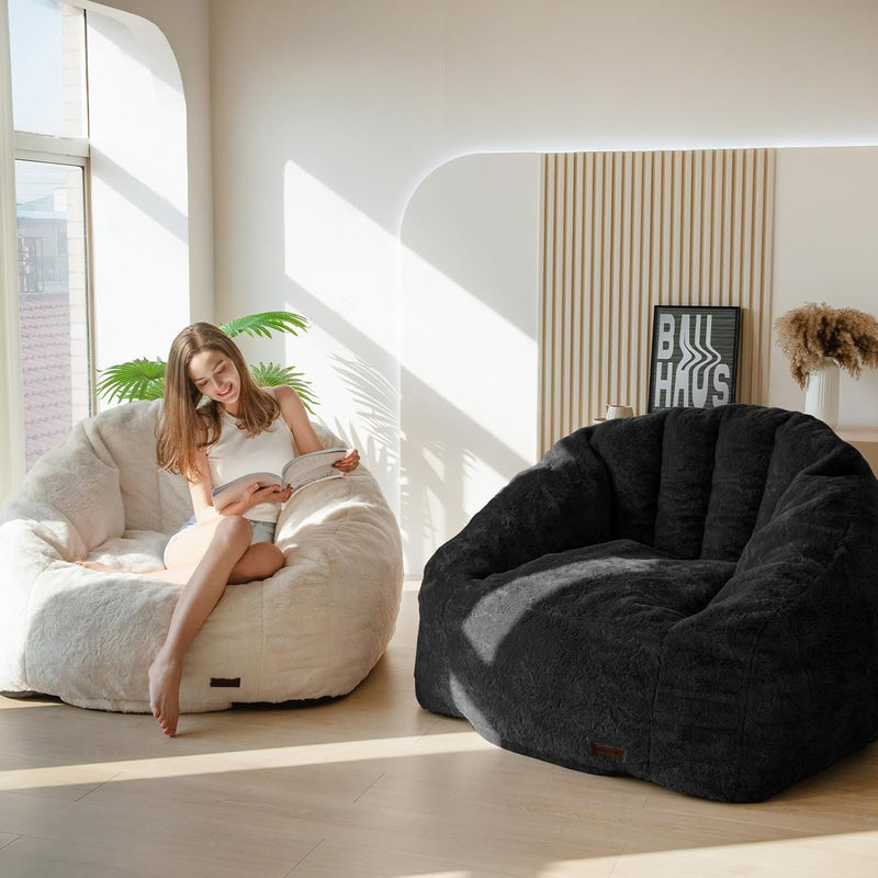 Giant Bean Bag Chair Faux Fur Shell Shaped