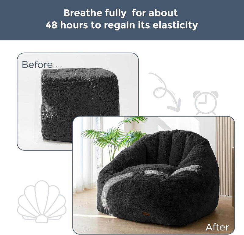 Giant Bean Bag Chair Faux Fur Shell Shaped