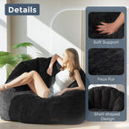 Giant Bean Bag Chair Faux Fur Shell Shaped