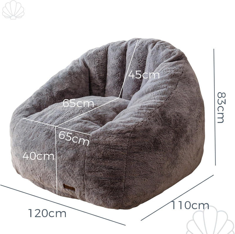 Giant Bean Bag Chair Faux Fur Shell Shaped