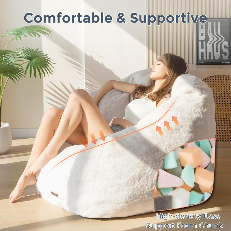 Giant Bean Bag Chair Faux Fur Shell Shaped