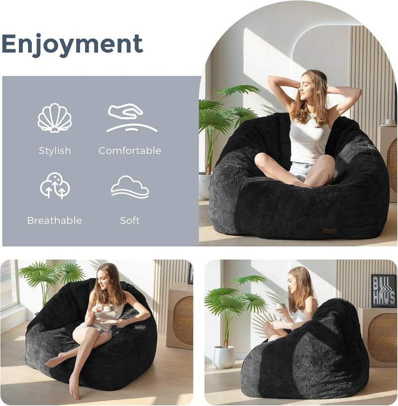 Giant Bean Bag Chair Faux Fur Shell Shaped