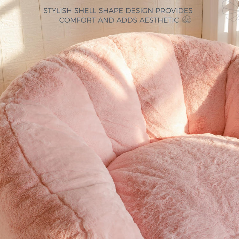 Giant Bean Bag Chair Faux Fur Shell Shaped