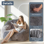 Giant Bean Bag Chair Faux Fur Shell Shaped