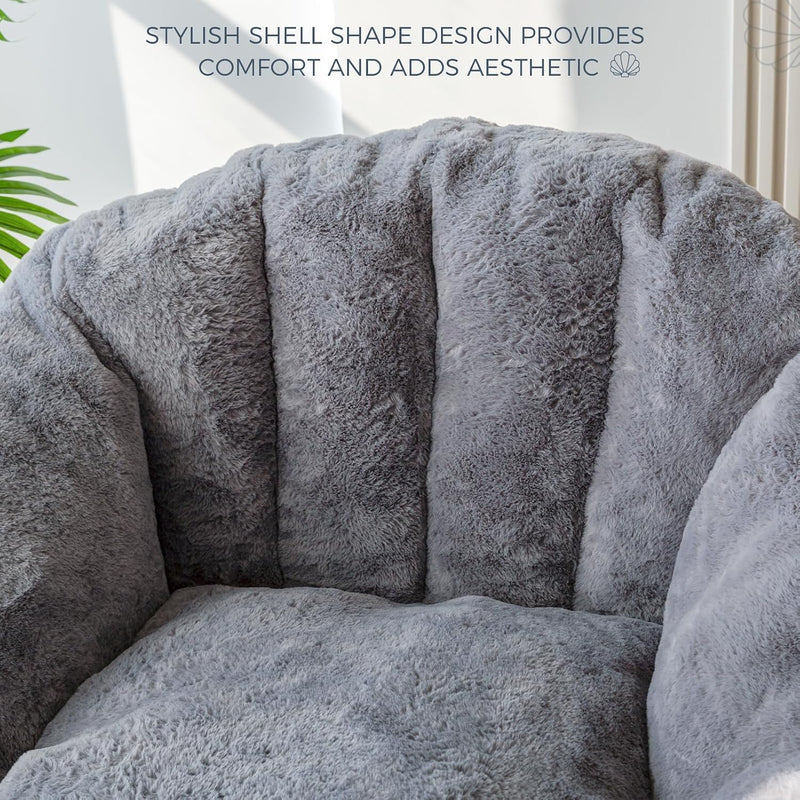 Giant Bean Bag Chair Faux Fur Shell Shaped
