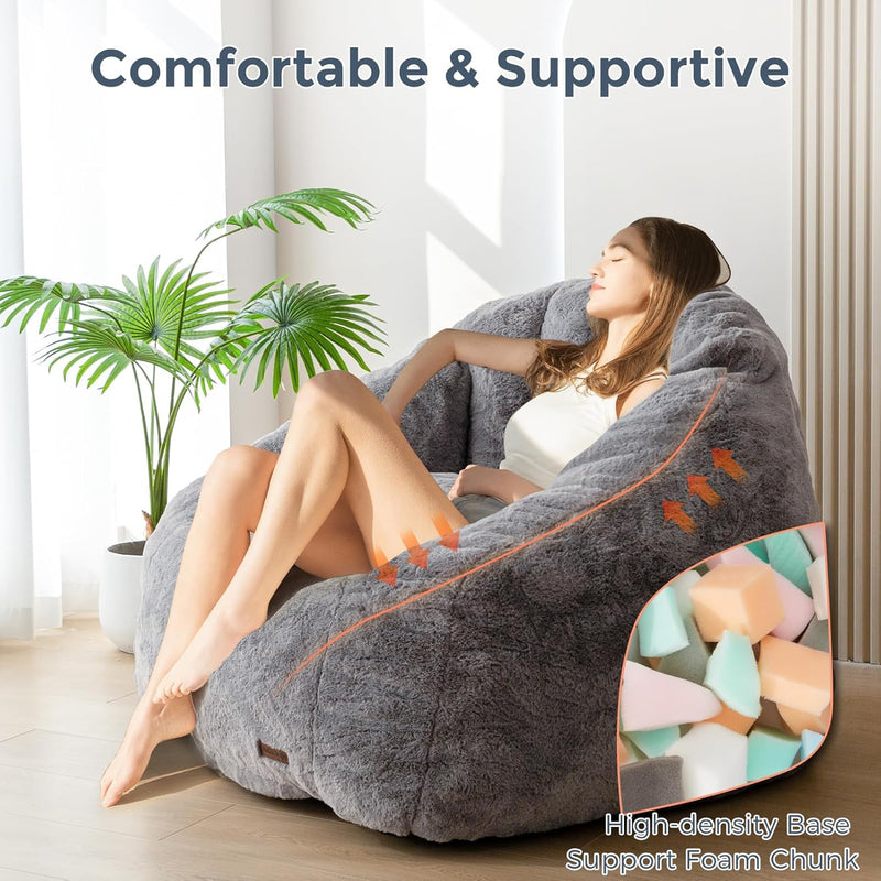 Giant Bean Bag Chair Faux Fur Shell Shaped
