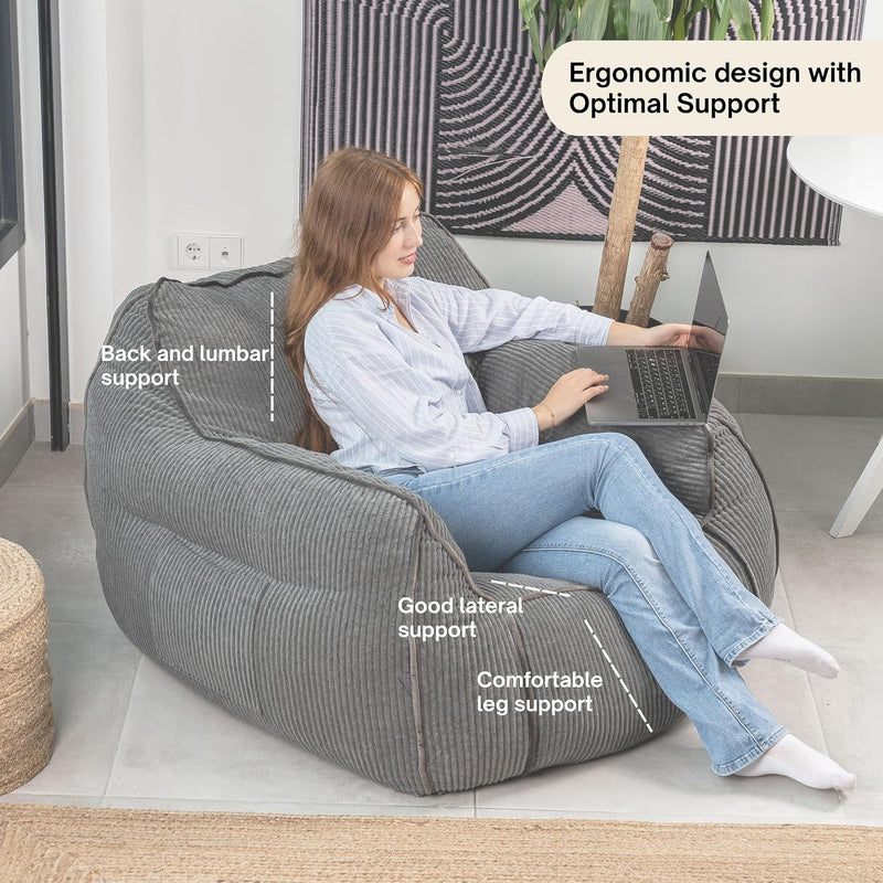 Giant Bean Bag Chair in Corduroy