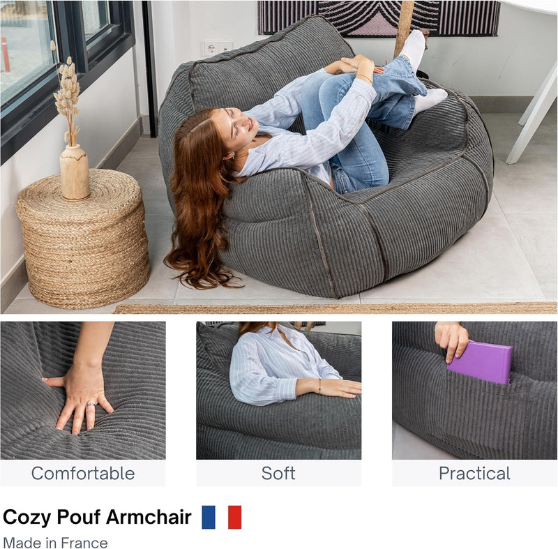 Giant Bean Bag Chair in Corduroy