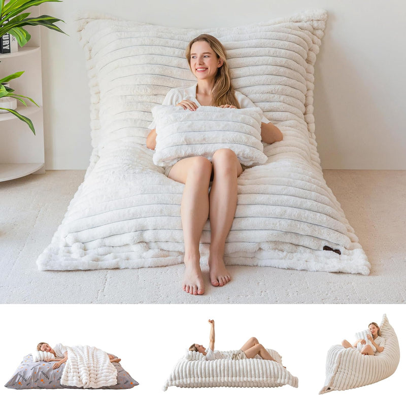 Giant Bean Bag with Pillow Soft Corduroy