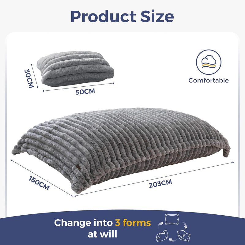 Giant Bean Bag with Pillow Soft Corduroy