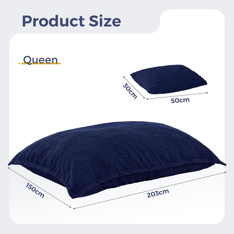 Giant Bean Bag with Pillow Soft Corduroy