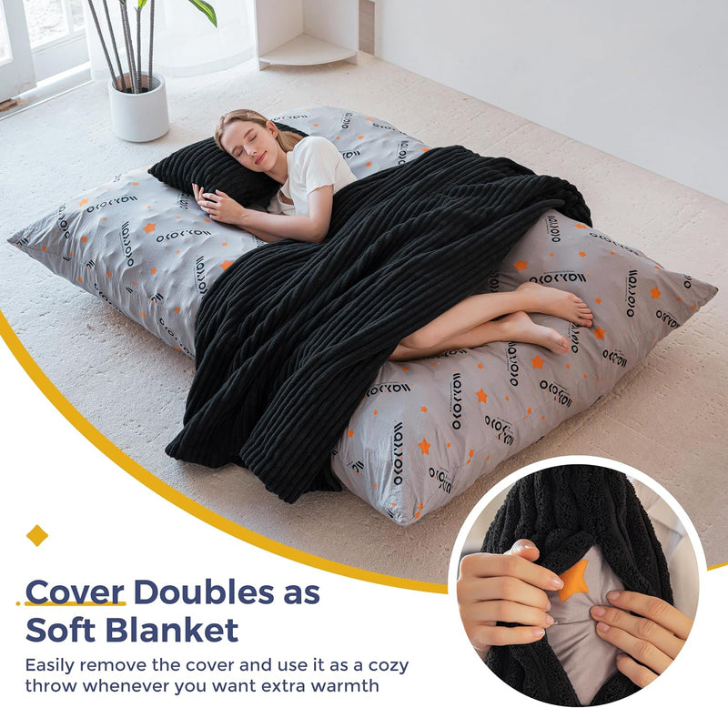 Giant Bean Bag with Pillow Soft Corduroy
