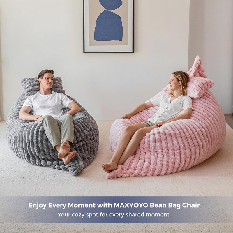 Giant Bean Bag with Pillow Soft Corduroy