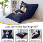 Giant Bean Bag with Pillow Soft Corduroy