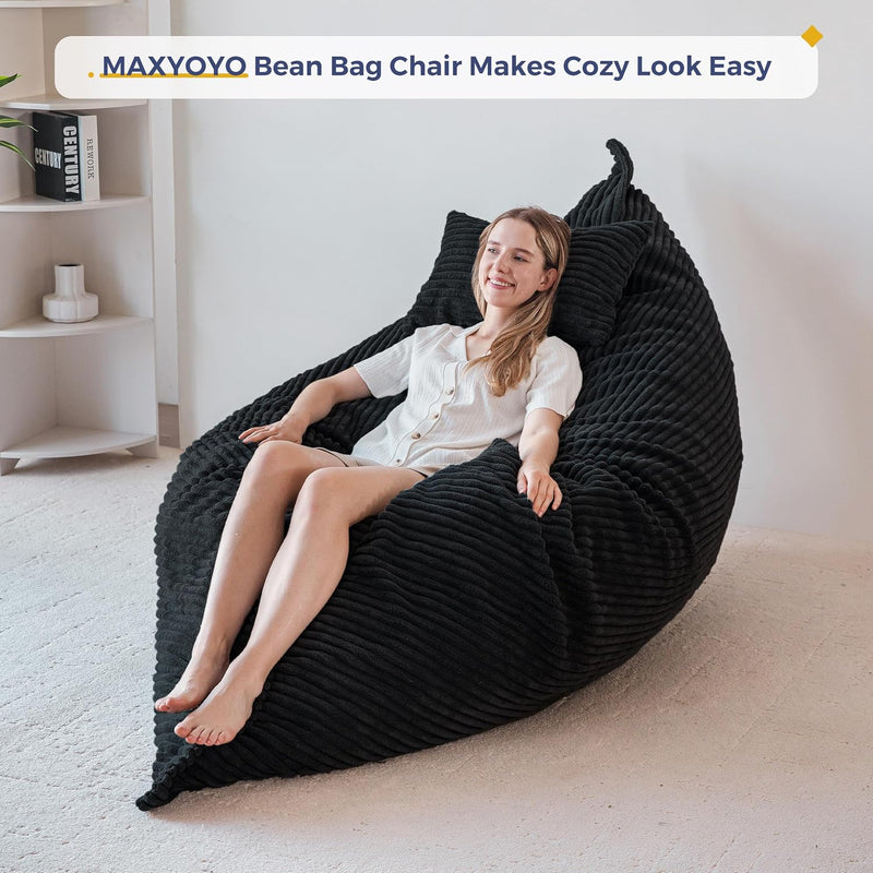 Giant Bean Bag with Pillow Soft Corduroy