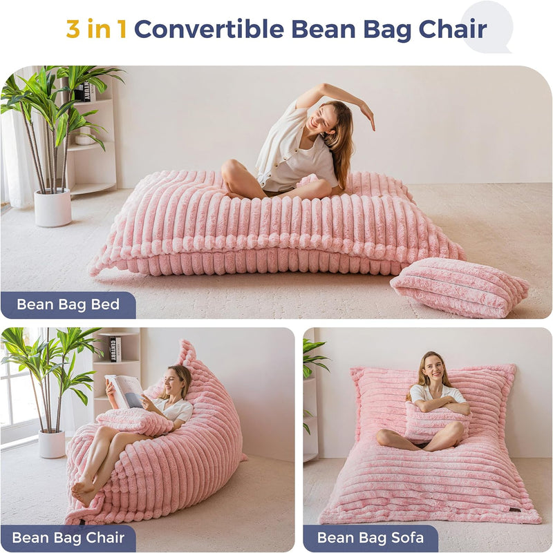 Giant Bean Bag with Pillow Soft Corduroy