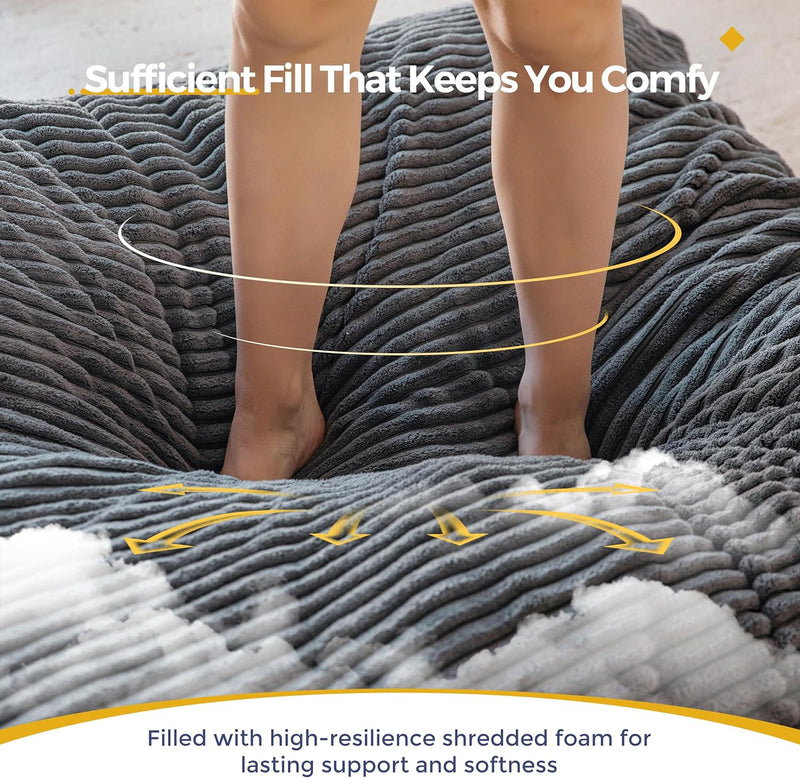 Giant Bean Bag with Pillow Soft Corduroy