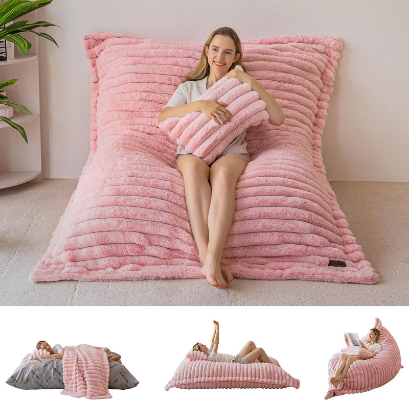 Giant Bean Bag with Pillow Soft Corduroy