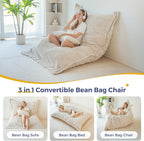 Giant Bean Bag with Pillow Soft Corduroy