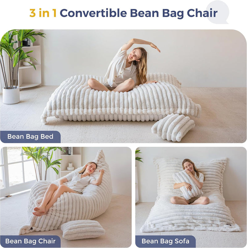 Giant Bean Bag with Pillow Soft Corduroy