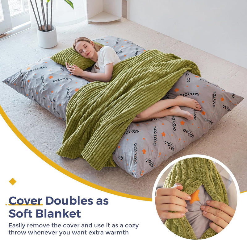 Giant Bean Bag with Pillow Soft Corduroy