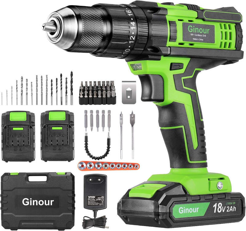 21V Brushless Cordless Combi Drill Set 2x2.0ah 50nm