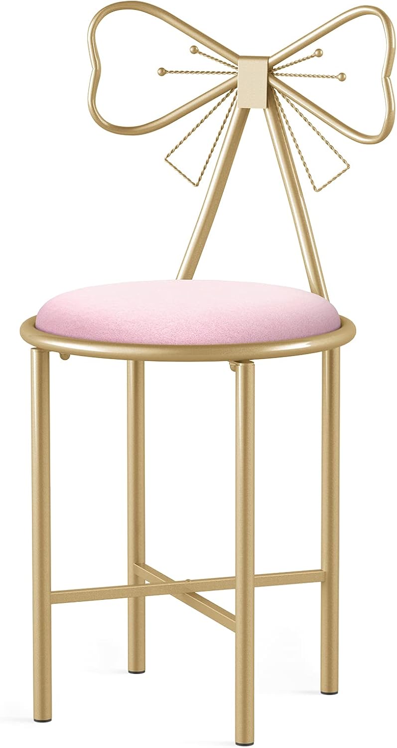 Glam Butterfly Back Vanity Chair Velvet Makeup Stool