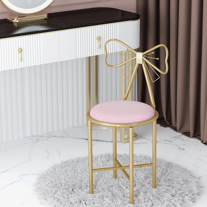 Glam Butterfly Back Vanity Chair Velvet Makeup Stool
