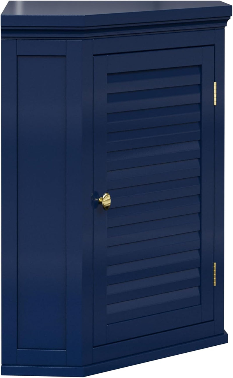 Glancy Removable Corner Wall Cabinet with Faux Louvered