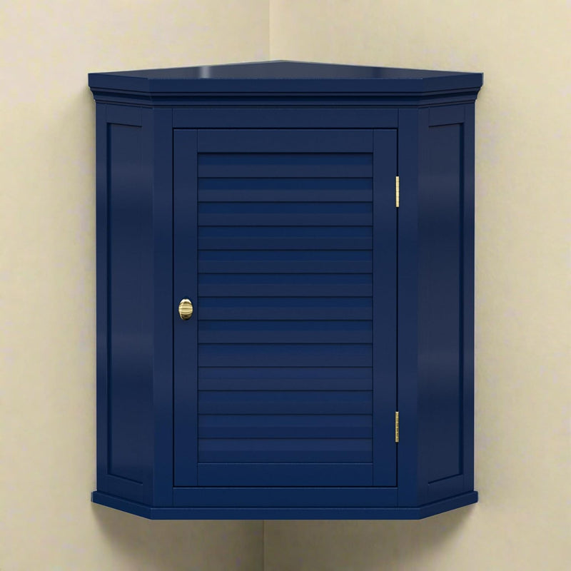 Glancy Removable Corner Wall Cabinet with Faux Louvered