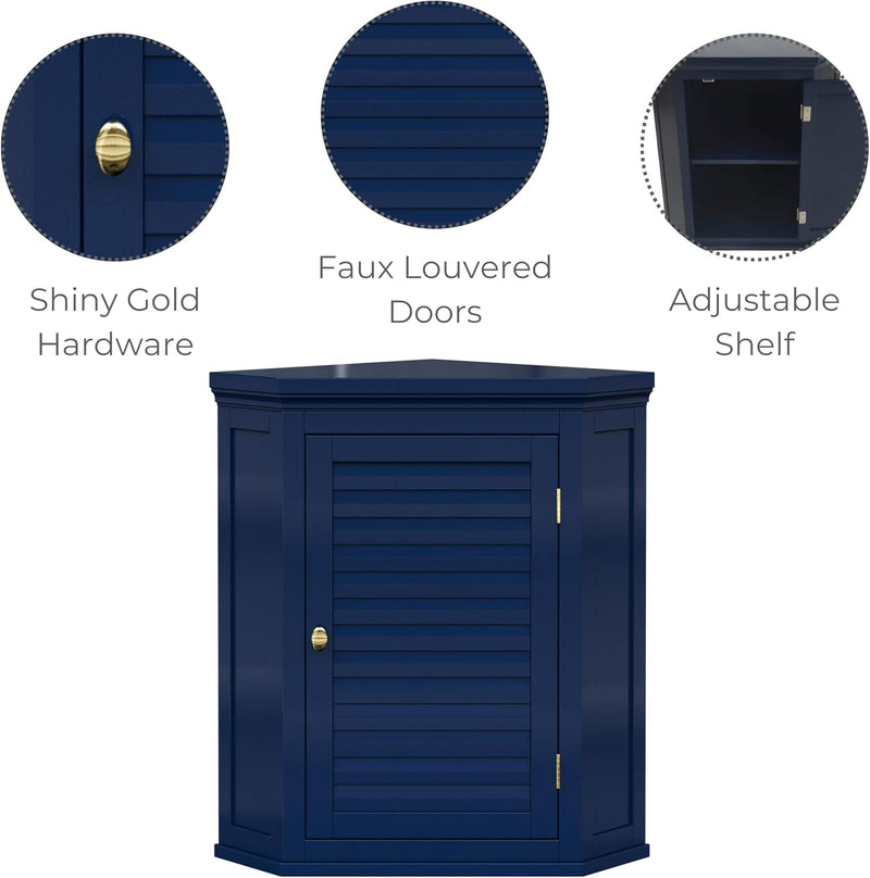 Glancy Removable Corner Wall Cabinet with Faux Louvered