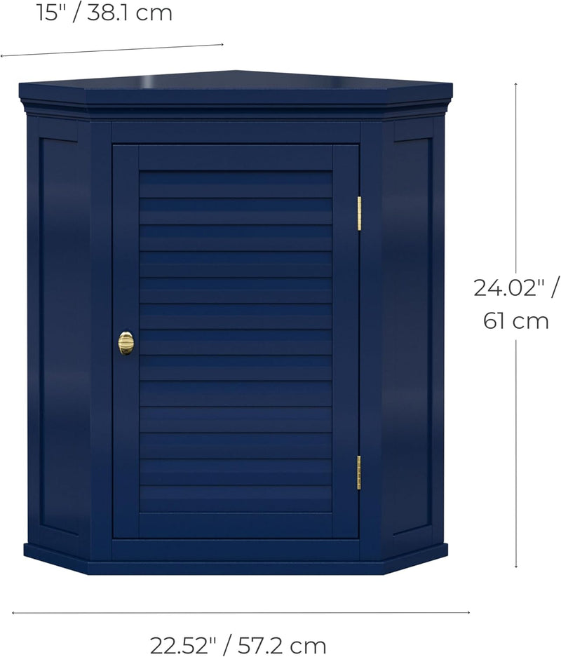 Glancy Removable Corner Wall Cabinet with Faux Louvered