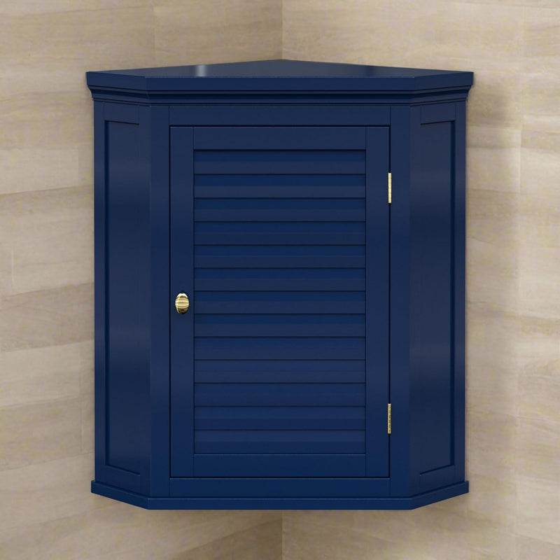 Glancy Removable Corner Wall Cabinet with Faux Louvered