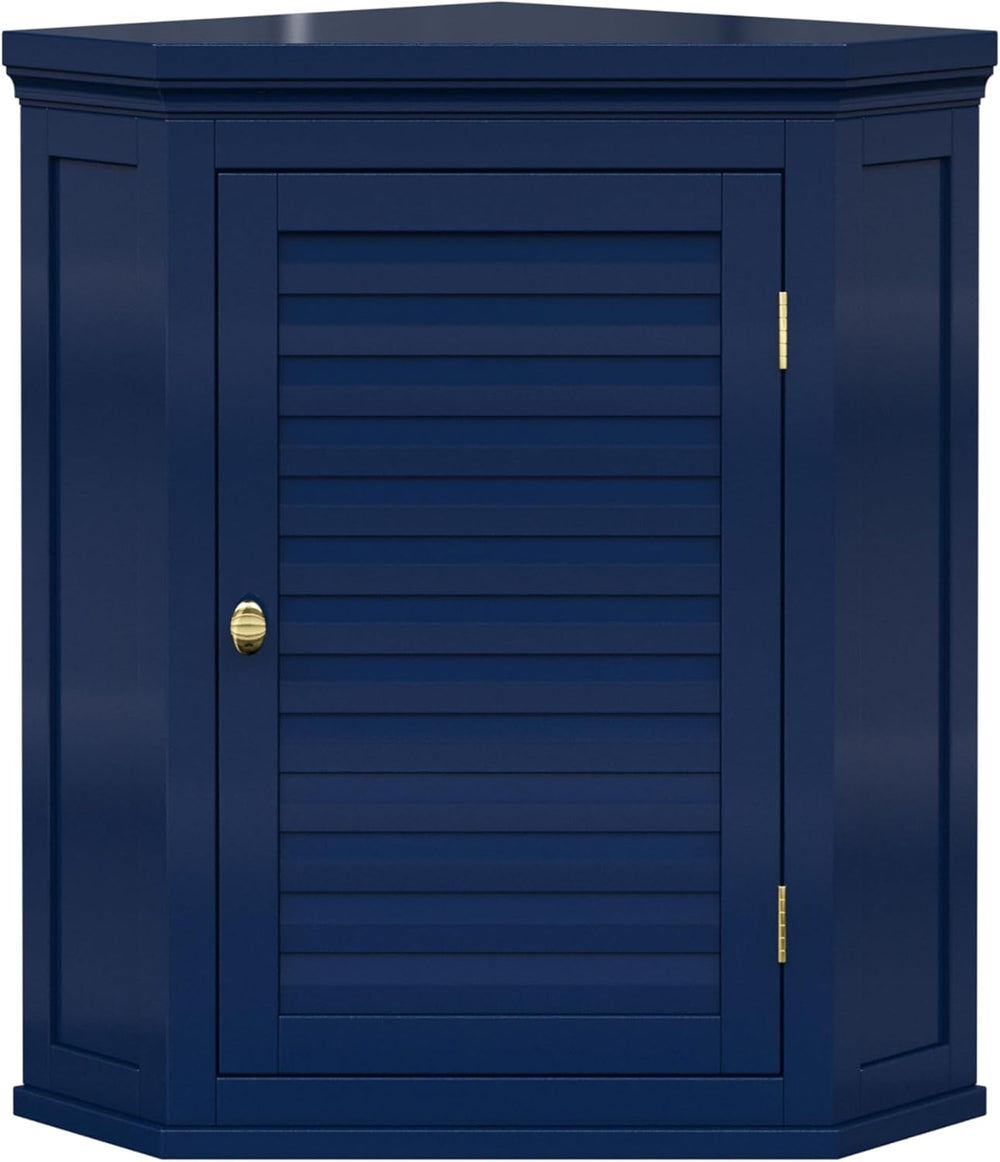 Glancy Removable Corner Wall Cabinet with Faux Louvered