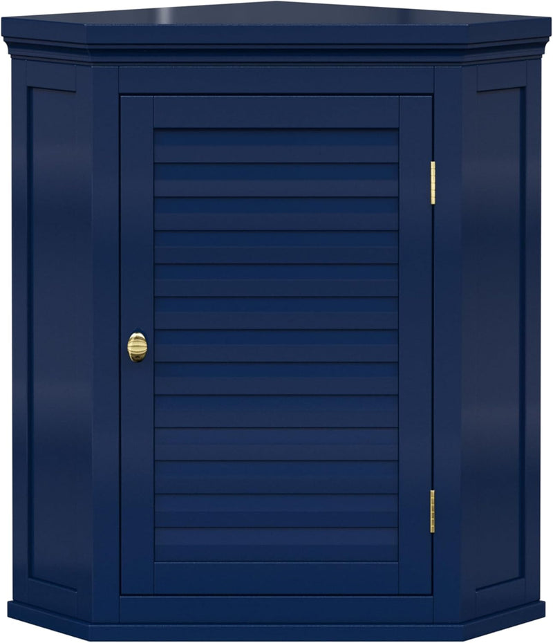 Glancy Removable Corner Wall Cabinet with Faux Louvered