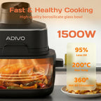 Glass Air Fryer 4L 1.5L Dual Capacity Visual