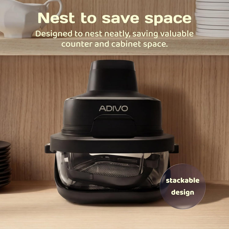 Glass Air Fryer 4L 1.5L Dual Capacity Visual