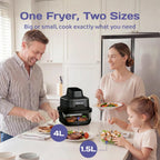 Glass Air Fryer 4L 1.5L Dual Capacity Visual