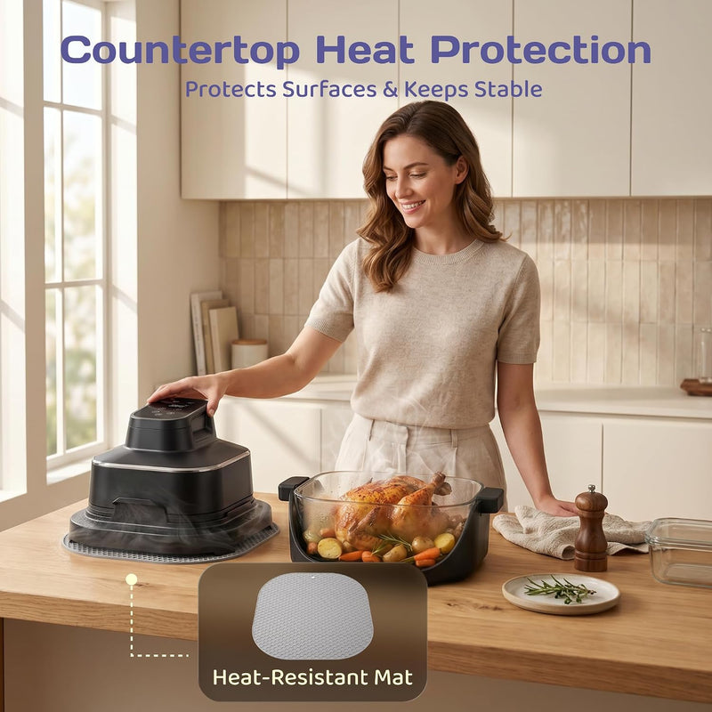 Glass Air Fryer with 4L and 1.5L Clear