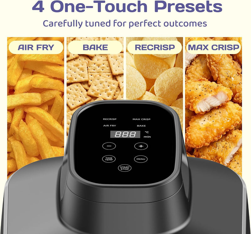 Glass Air Fryer with 4L and 1.5L Clear