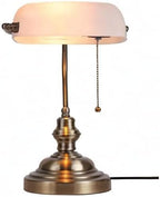 Matted Amber Stepless Dimmable Glass Bankers Desk Lamp