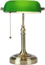 Matted Amber Stepless Dimmable Glass Bankers Desk Lamp