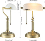 Matted Amber Stepless Dimmable Glass Bankers Desk Lamp
