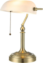 Matted Amber Stepless Dimmable Glass Bankers Desk Lamp